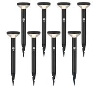 Maclean MCE465 Lampe Solaire de Jardin avec Détecteur de Mouvement et 3 Modes d'éclairage, LED SMD IP44, 220 lumens, 4 000 K, blanc neutre (Noir, 8 pièces)