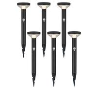 Maclean MCE465 Lampe Solaire de Jardin avec Détecteur de Mouvement et 3 Modes d'éclairage, LED SMD IP44, 220 lumens, 4 000 K, blanc neutre (Noir, 6 pièces)