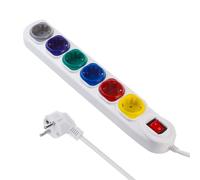 Maclean MCE509 Barrette d'alimentation rallonge 6 Prises avec Interrupteur 250VAC/10A 1.5m (Blanc)