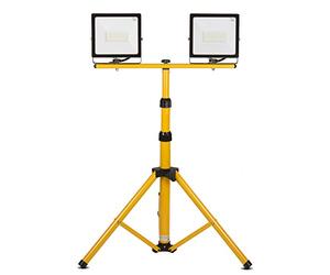 Maclean MCE583 - Trépied télescopique pour projecteur de chantier - Hauteur réglable de 62 à 150 cm - En acier - Avec 2 ampoules de 50 W