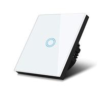 Interrupteur d'éclairage - Maclean - Tactile LED - Verre blanc - 1000W - 86x86 mm