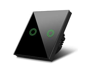 Maclean MCE711B 2-Fach Touch Wechselschalter Lichtschalter Kreuzschalter Wandschalter Treppenschalter mit Farbwechsel LED Hintergrundbeleuchtung Einbauschalter (2-Fach Rund, Schwarz)