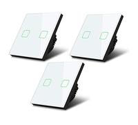 Maclean MCE712W Lot de 3 interrupteurs tactiles 2 interrupteurs tactiles avec changement de couleur et rétroéclairage LED (2 positions carrées, blanc)