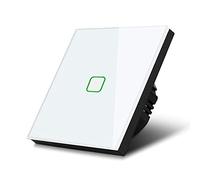 Maclean MCE713W 1-Fach Touch Wechselschalter Lichtschalter Kreuzschalter Wandschalter Treppenschalter mit Farbwechsel LED Hintergrundbeleuchtung Einbauschalter (1-Fach Eckig, Weiß)