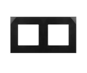 Maclean MCE729B 2-Fach Glasrahmen Panel 157x86mm für Steckdose Modulare Wandsteckdose Unterputzdose Wanddose Einbaudose Unterputz Montage (2-fach Glasrahmen für Steckdose, Schwarz)