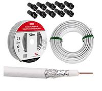 Maclean MCTV-571 Câble satellite Câble d'antenne satellite Câble coaxial RG6 1.0CSS Câble d'antenne SAT AV (50m + 10x F-connecteur)