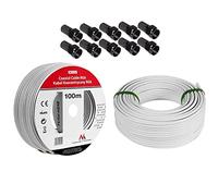 Maclean MCTV-572 Câble satellite Câble d'antenne satellite Câble coaxial RG6 1.0CSS Câble d'antenne SAT AV (100m + 10x F-connecteur)