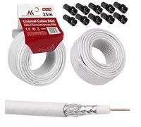 Maclean MCTV-574 Câble satellite Câble d'antenne satellite Câble coaxial RG6 1.0CSS Câble d'antenne SAT AV (25m + 10x F-connecteur)