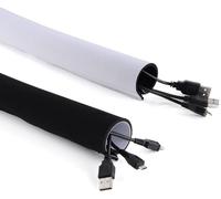Maclean MCTV-672 - Organisateur de câbles en néoprène, 110 mm x 2 m (10 cm), Gaine + protection pour câbles, Blanc, Noir