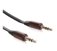 Maclean MCTV-695 Câble Jack 3,5 mm, 2m Plat, Bouchon métallique (Noir)