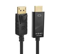 Maclean MCTV-714 Câble de connexion DisplayPort vers HDMI 4K x 2K/30Hz avec connecteurs plaqués or Noir 1,8 m