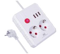 Maclean Multiprise 2 prises + 3 USB MCE387 W 1,5 m 2500W Blanc