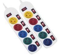 Maclean Multiprise MCE204 M/W, 5 prises, 2 pièces, interrupteurs, 250VAC/10A