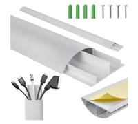 Maclean Passe-câbles en Aluminium 750 x 62 x 20 mm | Profil Semi-Circulaire pour HDMI Audio LAN | Accessoires de Montage Inclus | pour Pose Murale et au Sol | Système en Deux Parties (Argent, 62 x 20