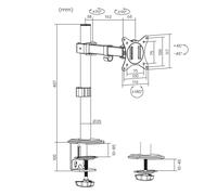 Maclean Support de bureau pour moniteur LCD, bras simple, VESA 75x75 et 100x100, 17-32``, 9kg, MC-572N