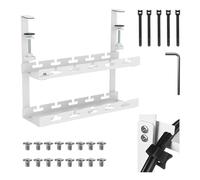 Maclean Support de câble sous évier pour multiprise | Fixation de serrage sans outil | 40 cm Organisateur pour bureau, bureau à domicile, poste de jeu jusqu'à 5 kg (blanc, 2 niveaux/longueur : 400 mm)