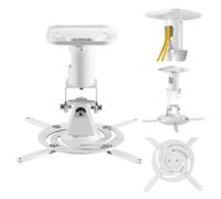 Maclean Support de Plafond pour projecteur en Acier (Blanc) | Capacité de charge : 15 kg, plage de rotation ± 180°, angle d'inclinaison ± 25°, envergure du bras 180-310 mm