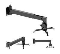 Maclean Support mural pour projecteurs, en acier (Noir) | Capacité de charge : 20 kg, portée : 365-600 mm, inclinaison : ±15°, angle de basculement : ±8°, bras : 225-316 mm
