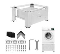 Maclean Support pour lave-linge séchant MC-117 W avec tiroir intégré à haute stabilité jusqu'à 150 kg 63 × 54 cm blanc ergonomique