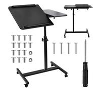 Maclean Table Portable | Hauteur réglable de 59 à 89 cm | Plateau Double inclinable jusqu'à 90° | Roues avec Frein | Capacité de Charge jusqu'à 30 kg | Table Ergonomique pour Ordinateur (Noir)