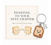 Macmoon Porte-clés avec carte de départ et enveloppe - Toast to Your Next Chapter Message - Cadeau de départ attentionné pour ami, collègue, diplômé ou quelqu'un qui commence un nouvel emploi (H)