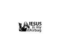 MACMRD Autocollants De Voiture 12.7 Cm * 5.8 Cm Jésus Est Mon Airbag Vinyle De Voiture Moto Autocollant Stickers Noir/Argent