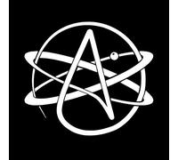 MACMRD Autocollants De Voiture 15.5 Cm * 13.7 Cm Athéisme Symbole Atome Science Autocollant De Voiture Moto Noir/Argent