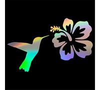 MACMRD Autocollants De Voiture Creative Colibri Hibiscus Fleur Autocollant De Voiture PVC Véhicule Tout-Terrain RV Moto Étanche Auto Decal