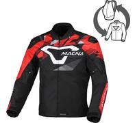 Macna Admyre Veste textile moto imperméable, noir-blanc-rouge, taille M pour homme