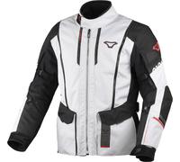 Macna Air Hybrid 2.0 Veste textile de moto imperméable, Gris clair/noir/rouge, Taille XL