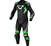 Macna Armadyl Combinaison en cuir de moto deux pièces perforée, noir-blanc-vert, taille 52 pour homme