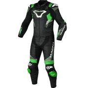 Macna Armadyl Combinaison en cuir de moto deux pièces perforée, noir-blanc-vert, taille 54 pour homme