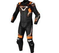 Macna Armadyl Combinaison en cuir de moto deux pièces perforée, noir/orange/blanc, Taille 58