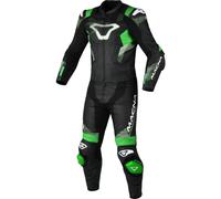Macna Armadyl Combinaison en cuir de moto deux pièces perforée, noir-blanc-vert, taille 52 pour homme
