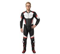 Macna Combinaison en cuir Varshall 2 pièces perforée Noir/Blanc/Rouge Taille 54 Homme