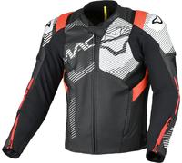 Macna Ignite Blouson en cuir de moto perforé, noir-blanc-rouge, taille 56 pour homme