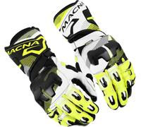 Macna Powertrack 2.0 Gants de moto, Noir/Blanc/Néon jaune, Taille 2XL