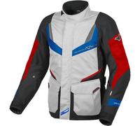Macna Rancher veste textile de moto imperméable, Gris clair/noir/rouge, Taille M
