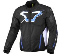 Macna Tazar 2.0 Veste textile de moto imperméable, noir-blanc-bleu, taille 3XL pour homme