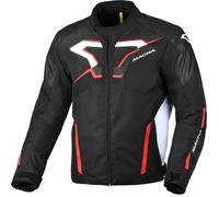 Macna Tazar 2.0 Veste textile de moto imperméable, Noir/Blanc/Rouge, Taille XL
