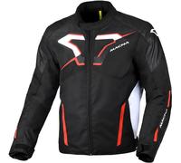 Macna Tazar 2.0 Veste textile de moto imperméable, noir-blanc-rouge, taille XL pour homme