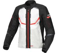 Macna Tondo Veste textile de moto imperméable, Gris clair/noir/rouge, Taille 3XL