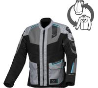 Macna Travelair Veste textile moto pour dames, Gris/bleu, Taille M
