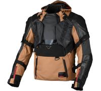 Macna Tryton NightEye Veste de moto imperméable en cuir/textile, noir-brun, taille 2XL pour homme