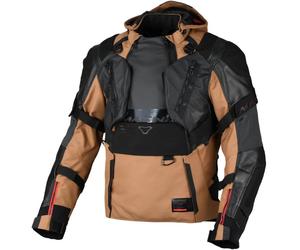 Macna Tryton NightEye Veste de moto imperméable en cuir/textile, noir/marron, Taille M