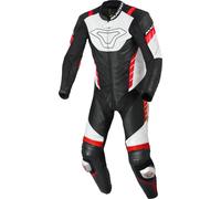 Macna Combinaison moto une pièce Varshall – cuir perforé noir/blanc/rouge – Taille 52 homme