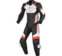 Macna Varshall Junior perforé Combinaison de moto une pièce en cuir pour enfants, Noir/Blanc/Rouge, Taille 128