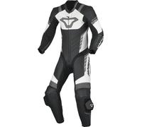 Macna Varshall Junior perforé Combinaison de moto une pièce en cuir pour enfants, Noir/Blanc, Taille 146