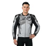 Macna Ignite Blouson en cuir de moto perforé, noir/gris, Taille 48