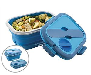 Macom Just Kitchen 864 Space Lunch to go chauffe-plat électrique pliable gain de place, 35 Watts, bleu/blanc